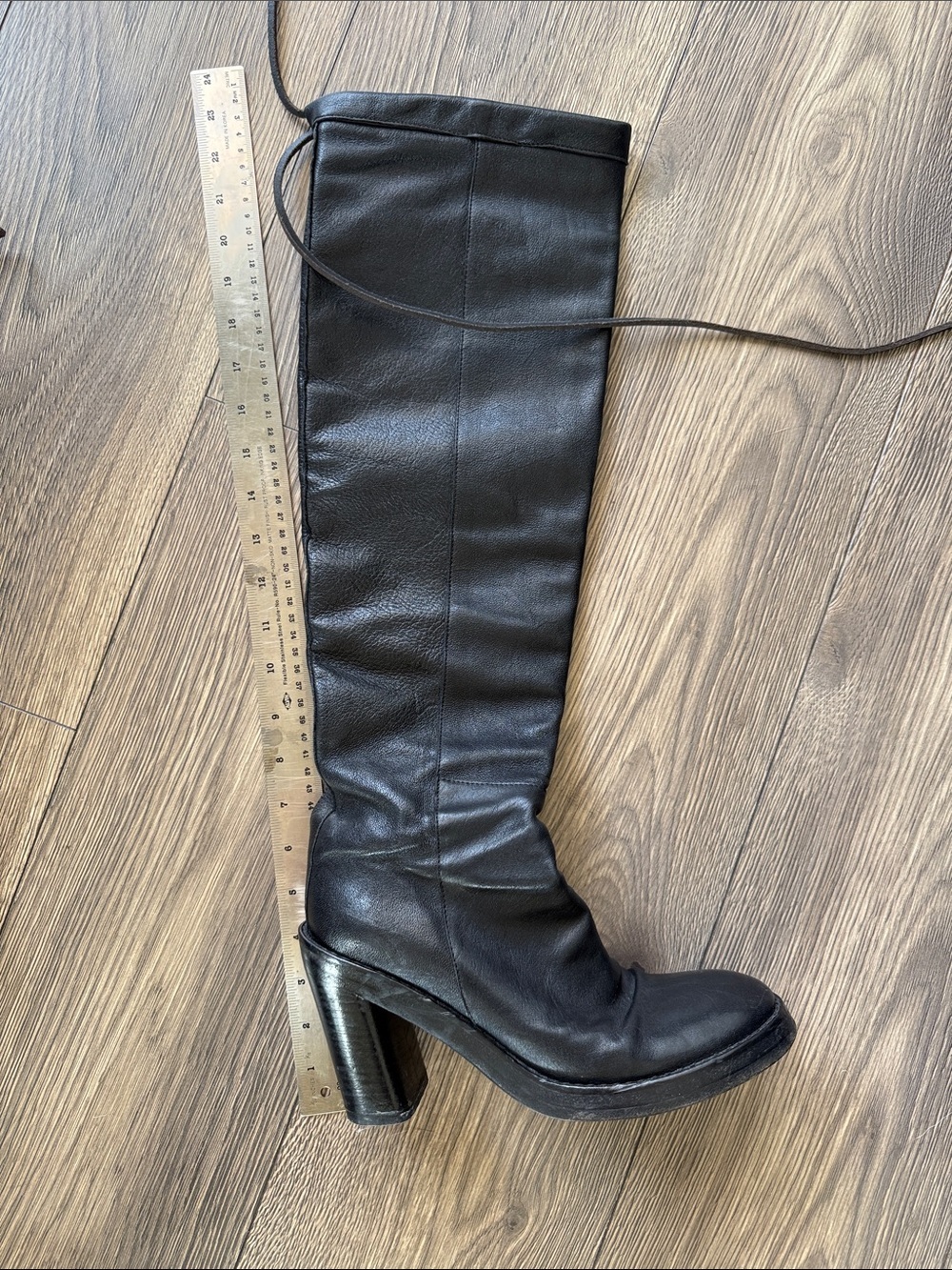 Ann Demeulemeester Black Leather Knee High Boots Archive Goth Avant Garde - Picture 8 of 16